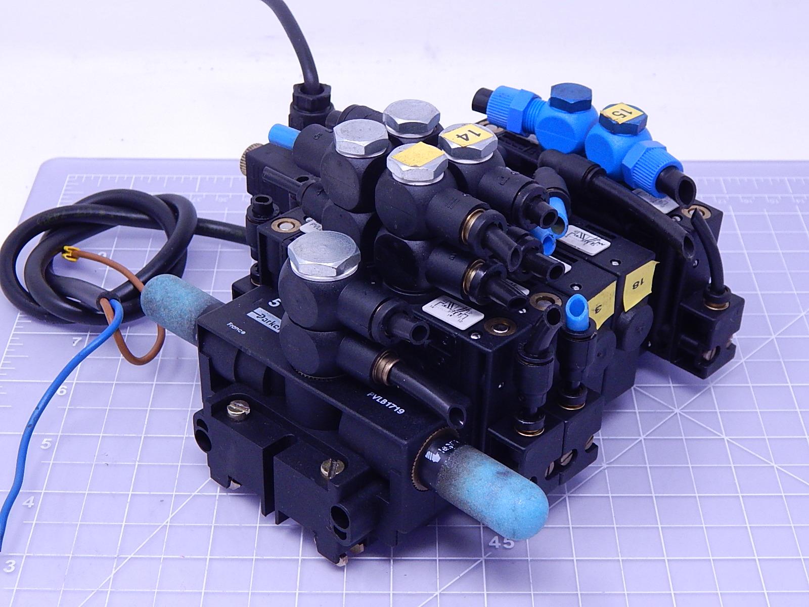 Lot of 5 Parker PVLB122618 Pneumatic Compact Valves w/ Manifold T111822 eBay